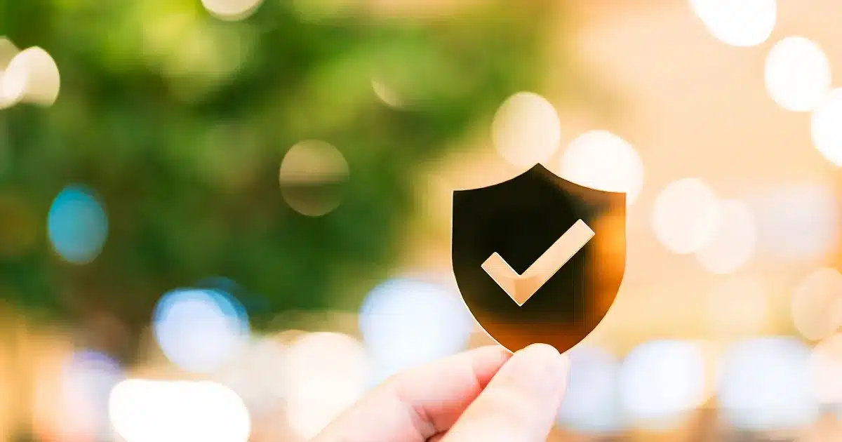 Person holding cyber security shield badge